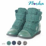 Norka 毛呢靴 法式小香風 短靴 保暖 個性時尚 黑色/藍色/綠色/黑白色