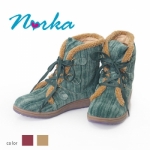 Norka 短靴 綁帶 率性 簡約 刷皮造型保暖短靴 /墨綠/卡其色/酒紅